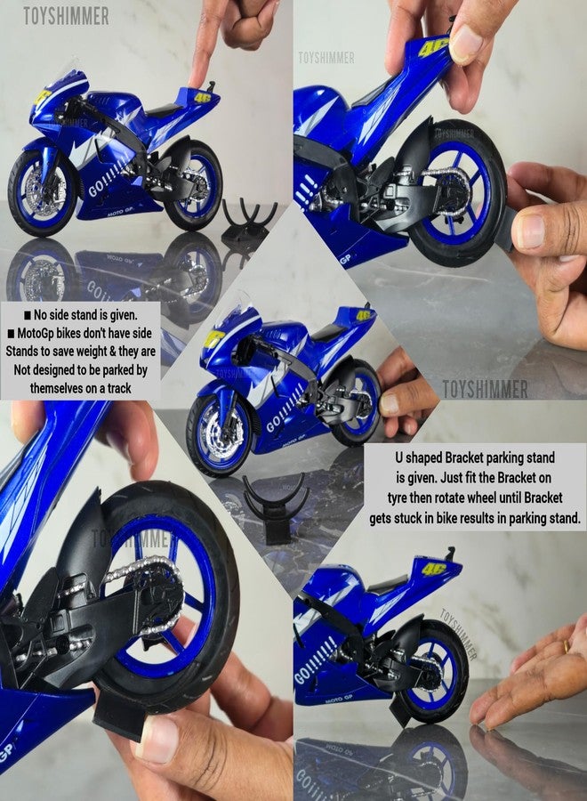 Toyshimmer Moto GP 46 Practice Track Bike diecast Motorcycle with Light & Sound,1:12 Scale, Blue Color - Image 3